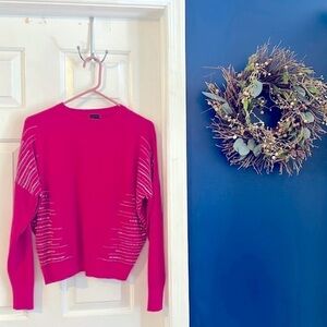 NWOT Women’s Aaeda Hot Pink with Sequins Rayon Blend Long Sleeve Sweater Size S